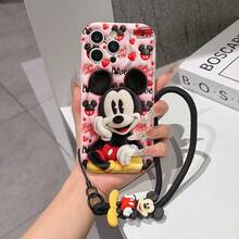 This Disney Mickey Mouse Lanyard Phone Case Is Fully Covered In TPU Material. It's Shockproof, Lightweight, And Compatible With IPhone17/16/11/13/15/15 Plus/15 Pro/15 Pro Max/12/14 Pro Max/11 Pro Max/12 Pro/12 Pro Max/13. This Phone Case Makes A Popular Birthday Gift Or Business Gift; It's Durable, Stain- And Fingerprint Resistant, And Suitable For Both Men And Women. The Set Also Includes A Mickey Mouse Phone Case And A Mickey Mouse Plush Bracelet. It's A Perfect Gift For Friends And Family. This Stylish Phone Case Is Fun, Lightweight, And Durable. IPhone17 Pro Max Phone Case, Minnie Mouse Phone Case. - 白色 - 查看 6