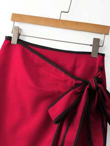 Falda envolvente casual para mujer - Rojo - Ver 6