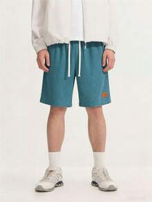 Men's Summer Breathable Soft Waffle Shorts, Elastic Drawstring Waist Loose Straight 5-Inch Inseam Shorts, Versatile For Running, Fitness, Home Wear - Mint Blue - View 4