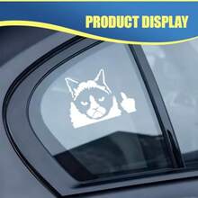2PCS Cat  Car Sticker Decal, Waterproof Vinyl, Black/White, Funny Personalized Window Bumper Decal For Auto Decoration On Car Truck Motorcycle - White - View 4