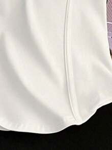 Camiseta de mujer casual de manga corta con cuello polo, estampado de caballero a rayas y contraste de color - Blanco 2 - Ver 5