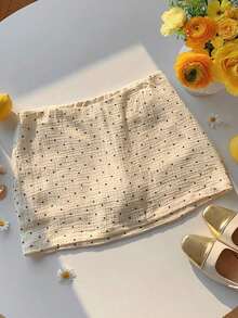 Falda corta de verano informal para mujer con cintura baja de unicolor - Blanco y Negro - Ver 6