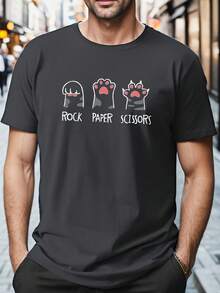 ROCK PAPER SCISSORS Camiseta para Hombre Talla Grande con Diseño de Garras de Gato - Negro - Ver 5
