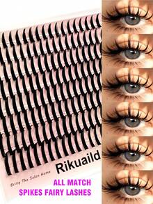 Rikuaild 160片装 D CurI 仙女尖刺假睫毛 13-20mm 尖刺假睫毛 柔软轻盈 浓密卷翘 打造戏剧性浓密效果 角色扮演 漫画风格假睫毛 适合节日派对妆容，尖刺假睫毛，带尖刺的假睫毛 - D - 查看 1