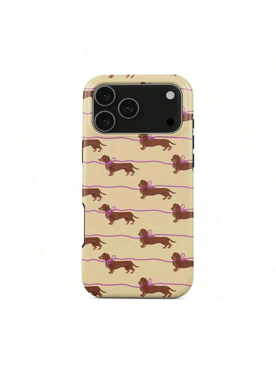 Always Late – Phone 17 Pro Max Case|   Cute Dachshund Dog Design With Pink Bows|   Playful Pet Aesthetic, Durable Dual-Layer Protection|   Compatible For Phone 17 Air, 16, 15, 14, 13, 12, 11 / Pro Max, Plus & Mini - Mixed Color 1 - View 1