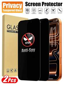 2pcs 17 Pro Max Privacy Tempered Glass Screen Protector, Ultra Clear Transparency, Silk Printed Black Edge, Anti-Glare Eye Protection, Bubble-Free Easy Installation, Compatible With Phone Cases, High Hardness Glass Anti-Peeping, Full Screen Privacy Protection, Suitable For 18Promax/18Pro/18/17 Pro/17/16 Pro Max/16 Pro/16 Plus/16/15/14/13/12/11, Practical Phone Accessory - Black - View 20