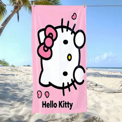  这款Hello Kitty图案印花超细纤维沙滩巾，柔软舒适，适合海滩、游泳池、露营、旅行、浴室、健身、瑜伽等场合。它轻便易携，防风防晒，是夏季旅行防沙的理想之选，也是度假浴室的完美装饰。拥有它，你一定会后悔！这款沙滩巾是夏季必备单品，绝对值得拥有。这款Sanrio沙滩巾，舒适无比，不容错过！