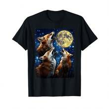 Camiseta unisex de manga corta, camiseta de zorros ululando a la luna, camisetas para hombre, spiderman, , camisetas para mujer, romwe men, boho chic, regalos para maestros, camiseta para mujer, atuendos curvy para hombre, y2k - Negro - Ver 6