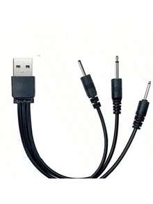 3-In-1 USB Charging Cable, DC2.5 And DC2.0 Pins, Suitable For Powering Facial Cleansing Brush, Beauty Device And Other Small Appliances - Black - View 2