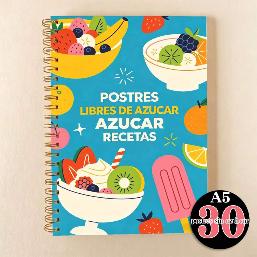 1 Buku Resep Makanan Penutup Bebas Gula – Panduan Makanan Penutup Setelah Olahraga: 30 Hidangan Manis Rendah Kalori dan Kaya Protein, Perencana Makanan 100 Halaman, Ukuran Tas Olahraga A5 - A5 - View 1