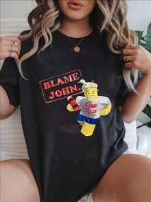Women's Vintage Style Short Sleeve Casual T-Shirt - "Blame John I Fried Chicken" Design, Round Neck, Summer Top, Machine Washable, Ladies' T-Shirts, Casual Wear, Modern Style, Comfortable Fit

BlackFashion - 黑色 - 查看 7