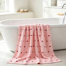 1 pieza Toalla de mano/facial absorbente con bordado de corazón (34cm*74cm/13.3inch*29.1inch) - Rosa - Ver 19