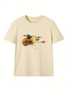 Short-Sleeve T-Shirt With Artistic And Musical Design, Fashionable Short-Sleeve T-Shirt For Spring And Summer 2026, Made In Mexico, 180 Grams. Cartoon Print, Couple Design, Suitable For Indoor Or Outdoor Wear. Crew Neck, Unisex, Ideal For Office And Leisure. One-Piece Pack. - APR-P631577SLNDXZGY470 - 查看 2