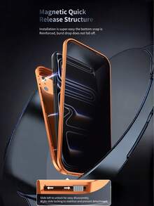 [High Protection Magnetic Anti-Peep Phone Case] Integrated Privacy Screen | Anti-Drop Protective Case | Compatible With IPhone 17 Pro Max/17/16/15/14/13/12 Series And More | Professional Security Design, Perfect For Holiday Gifts, Boyfriend Gifts And Birthday Gifts, Anti-Peep Design Glass Phone Case - Orange - View 3