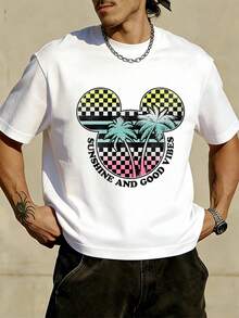 Unisex Disney Tropical Gradient Mickey Tee, Summer Vibes Print, Casual Fit, Bright & Fun. - 白色 - 查看 1