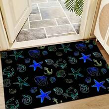 1 pieza Alfombra de gel de sílice con estampado de criaturas marinas, alfombra rectangular lavable para sala de estar, dormitorio, pasillo, baño, lavandería - Alfombra de poliéster, adecuada para decoración del hogar interior y exterior - Multicolor - Ver 9