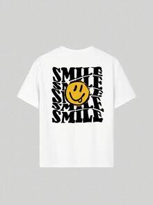 Tops d'été, tops d'été 2025, T-shirt ample à manches courtes pour filles plus âgées, T-shirt en coton, femme - Blanc - Voir 5
