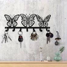 HELLOYOUNG Butterfly Shaped Wall Mounted Key Holder With Shelf, Adhesive Entryway Organizer Cute Aesthetic Decor For Hallway Bedroom Office Dorm, Functional Wall Art Housewarming Gift, Wall Art Room Home Decor - TY7202 - View 6