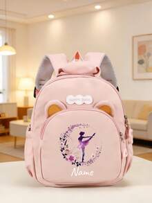 Mini Customizable Cute Fashionable Minimalist Exquisitely Designed Backpack Bow Pattern, Hand-Held, Adjustable Shoulder Straps, Zipper Closure, Nylon Material, Daily Use, Shopping, Traveling, Gift For Birthdays Or Christmas, Back To School, Initial Monogram - Multicolor - View 20