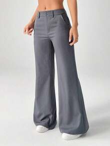 Nuevos pantalones de traje de estilo casual de cintura baja para otoño e invierno - Gris Oscuro 2 - Ver 3