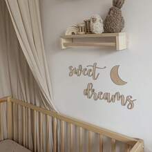 1套北歐風木製「Sweet Dreams」2D平面牆貼裝飾，遊戲室/居家牆面藝術攝影道具，可愛臥室房間裝飾 - 彩色 - 查看 4