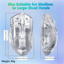 Redragon 有线游戏鼠标,24,000 DPI,7 个可编程按键,2 个侧键,8 种 RGB LED 背光模式,透明外壳,炫彩游戏鼠标,白色软线 - 查看 3