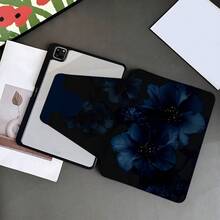 Flower A Black & Blue Floral Print With Pen Holder Compatible With Ipad 11(A16 2025), Auto Sleep/Wake Function/Compatible With Xiaomi5/5PRO/6/6PRO/7/7PRO, Compatible With Huawei Matepad, Compatible With Honor Pad - Multicolor - View 5