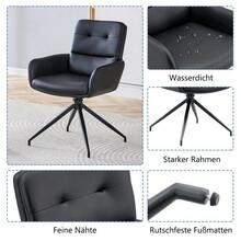 [2 Piece Set] European Lightweight Luxury Swivel Chair, 360° Sound Rotating, 2-Piece Set For Dining Rooms / Relaxation Areas. - Black - View 7