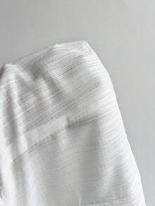 Camisa de mujer con cuello en V, cintura fruncida y manga corta, color blanco, para primavera/verano - Blanco - Ver 6