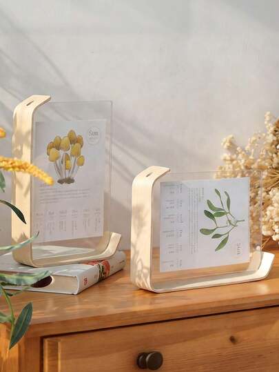 1pc Multifunctional Acrylic Photo Frame With Metal Stand - Perfect For Displaying Photos, Artwork Etc. - Size: 4x6 Inch Frame, Double-Sided Desktop Display, Wedding Frame, Birthday Gift, Graduation Frame