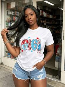 Camiseta de manga corta de moda estilo americano Gigi, camiseta casual de manga corta para mujer con estampado gráfico de Gigi, camiseta Grandma Nana Life, camiseta "La mejor abuela de todas", camiseta "En mi era Gigi" para el verano. - Blanco - Ver 2