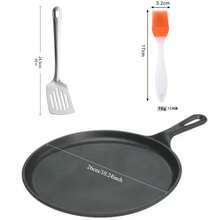 3pcs Pre-Seasoned Cast Iron Round Griddle Pan - Suitable For Pancakes, Tortillas Etc. - Compatible With Induction Cooktop, Grill, Oven And Open Flame - Black - View 9