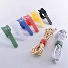 充电线整理器、扎线带、魔术贴扎线带、数据线收纳、自粘双面挂钩，适用于耳机/USB线、电脑线、桌面理线器、家用及办公用线缆管理、圣诞节礼物 - 多色 - 查看 5