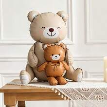 1/2/3/4pcs Sitting Brown Bear Balloon Set, Brown Base Balloons, Suitable For Birthday Party Atmosphere Decoration, Indoor Tabletop Gathering Arrangement, Wedding Ceremony & Theme Party Decor - Digital Bear - View 3