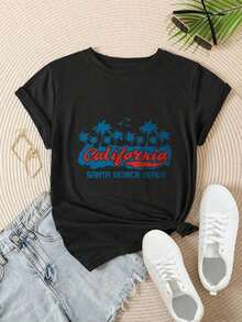 Women's Casual T-Shirt With Vintage Fashion Print Of Palm Trees And Birds From Santa Monica, California, Suitable For All Seasons

BlackFashion - 黑色 - 查看 2