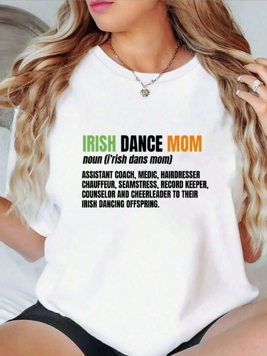 Camiseta de algodón puro con estampado de moda para mujer, sencilla, básica, casual, de cuello redondo y manga corta, lavable a máquina, elección perfecta para primavera y verano. - Blanco - Ver 1