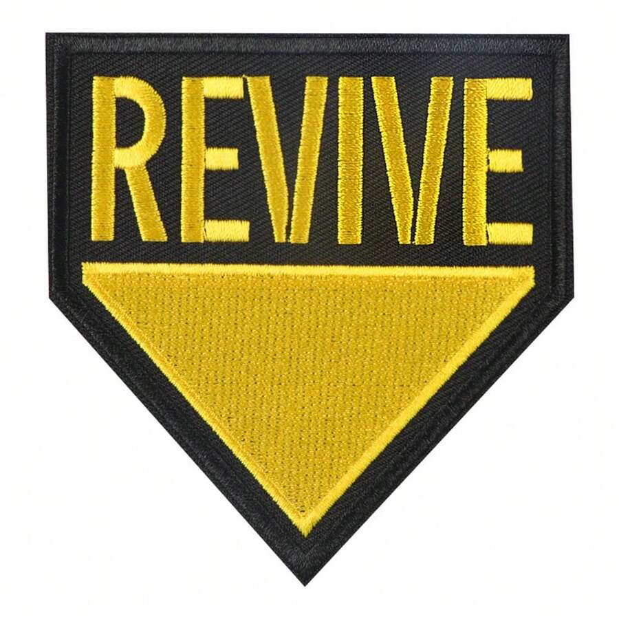 1 pieza Insignia Bordada Revive | Amarillo, Estilo Casual, Lavar a Mano o Limpieza en Seco Profesional, Marca Rhuagyp - A - Ver 1