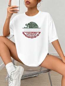 Impresión gráfica de águila y cactus de México, Diseño inspirado en Nation Fl-ag con arte de líneas verdes y rojas, Arte temático folclórico mexicano para decoración de paredes y artesanía P.jpgRegalos personalizados: Camisetas para mujer con estilos que van desde lo moderno, hippie, casual y minimalista. Ropa masculina personalizada única, armarios cápsula y prendas básicas/urbanas para hombre. Regalos ideales para novios, familiares y amigos, adecuados para cumpleaños, vacaciones, colegio/competiciones, deportes/escalada y más, así como para la moda de otoño y eventos urbanos. Blanco verano. - Blanco - Ver 2