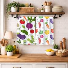 2/4/6pcs Vegetable Pattern Printed Dish Towels, Super Absorbent Microfiber Modern Cleaning Cloths, Cooking And Baking Tea Towels, Dishcloths, Kitchen Decor, Gifts For Neighbors, Mothers, Birthdays, Housewarming For Friends, Kitchen Essentials, Daily Necessities - Multicolor - View 6