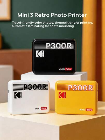 Kodak Mini3 Retro Photo Printer: Portable For Home And Travel, One-Click Bluetooth Connection To Mobile Phones, Dye-Sublimation High-Definition Color Photo Printing, Automatic Lamination, Suitable For Holidays, Birthdays, Weddings, And Gifts.
