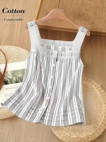 Blusa casual, cómoda y elegante de color azul marino para primavera y verano - Blanco y Negro - Ver 2