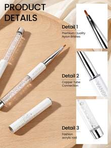 1 pieza Cepillo de uñas con pétalos, Cepillo de arte de uñas con flor de dalia para diseño de uñas con flores, pétalos y hojas, herramienta de pintura para uso en salón y en casa - Multicolor - Ver 5