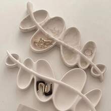 1件弧形系列展示托盘硅胶模具，DIY创意简约珠宝收纳展示托盘石膏模具，家居装饰/礼品装饰环氧树脂模具，工艺铸造模具，艺术装饰石膏模具 - 白色 - 查看 6