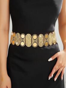 YIYI Gold-Plated Hollow Oval Decorative Belt, Adjustable Buckle Design, Suitable For Bohemian Style And Wedding Attire - XYD-021 - View 2