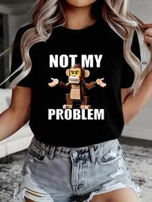 ofertas y liquidacionesWomen's Basic T-Shirt |   Camiseta de Mujer con Estampado de Dibujos Animados |   No es mi problema, diseño de mono |   Tela 100% Algodón |   Cómodo y Suave |   Adecuado para uso diario informal + Regalo perfecto |   Camiseta unisex de cuello redondo |   Hecho en México |   Domestic Shippingplayera de hombretops sudaderas para mujer Y2k Camiseta Camisa De - Negro - Ver 2