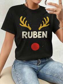 ofertas y liquidacionesPlayera Para Mujer,Camiseta - Renos Navideños, Regalo Divertidoplayera de hombretops sudaderas para mujer Y2k Camiseta Camisa De - Negro - Ver 9