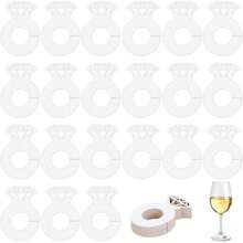 50pcs Paper Diamond Ring Decorations With Wine Glass Tags, Suitable For Wedding, Restaurant And Birthday Party Decor - Multiple Styles - View 7