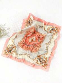 1pc Men's Casual Vintage Floral & Geometric Printed Bohemian Style Bandana Headscarf, Suitable For Dating, Travel And Vacation - Pink-chain - View 12
