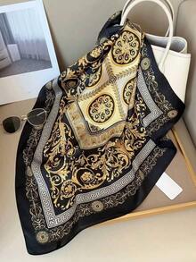 1pc Men's Casual Vintage Floral & Geometric Printed Bohemian Style Bandana Headscarf, Suitable For Dating, Travel And Vacation - Pink-chain - View 10