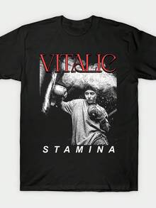 Vitalic Stamina Breathable Short-Sleeve T-Shirt, Black, Standard Crew Neck, Available In All Sizes, Casual Summer Style. A Short-Sleeve T-Shirt Suitable For Home, Everyday Wear, Parties, And Travel; Perfect As A Gift For Friends Or Family. - 黑色 - 查看 5